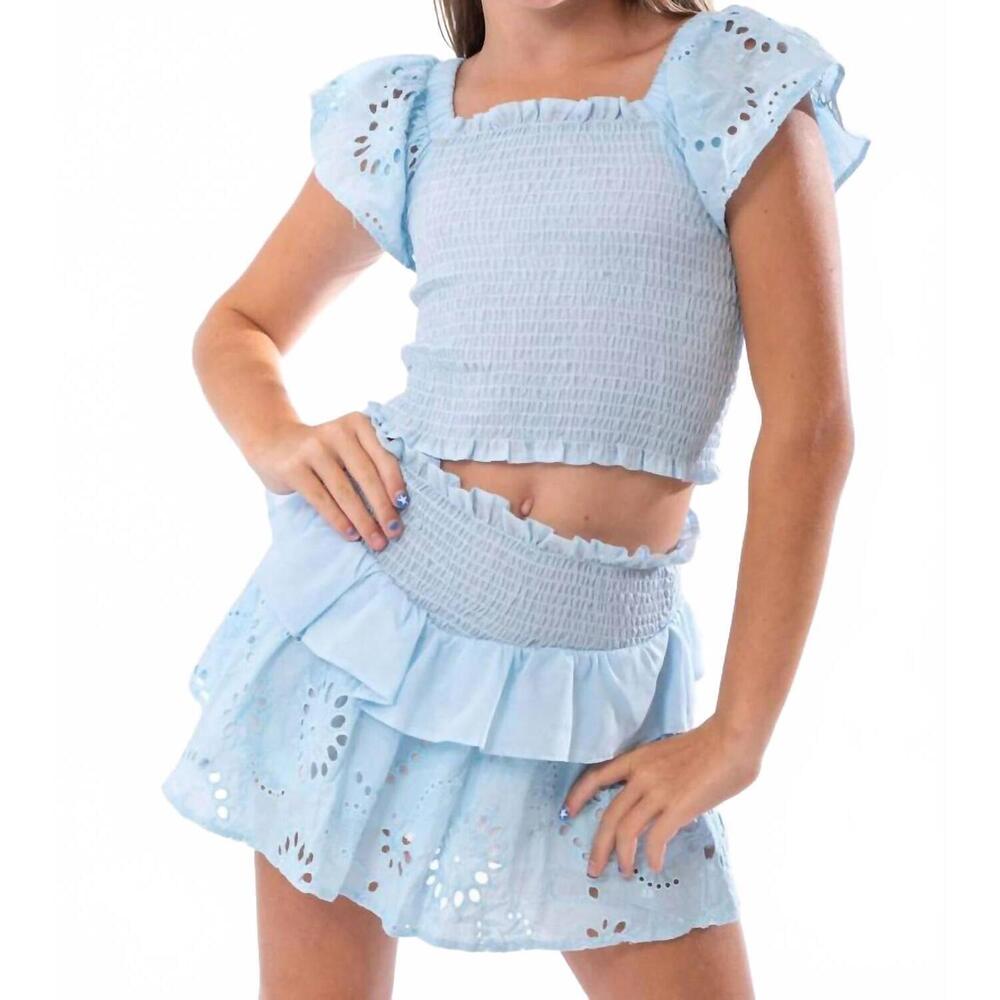 NEW TWEENSTYLE eyelet skirt set in powder blue